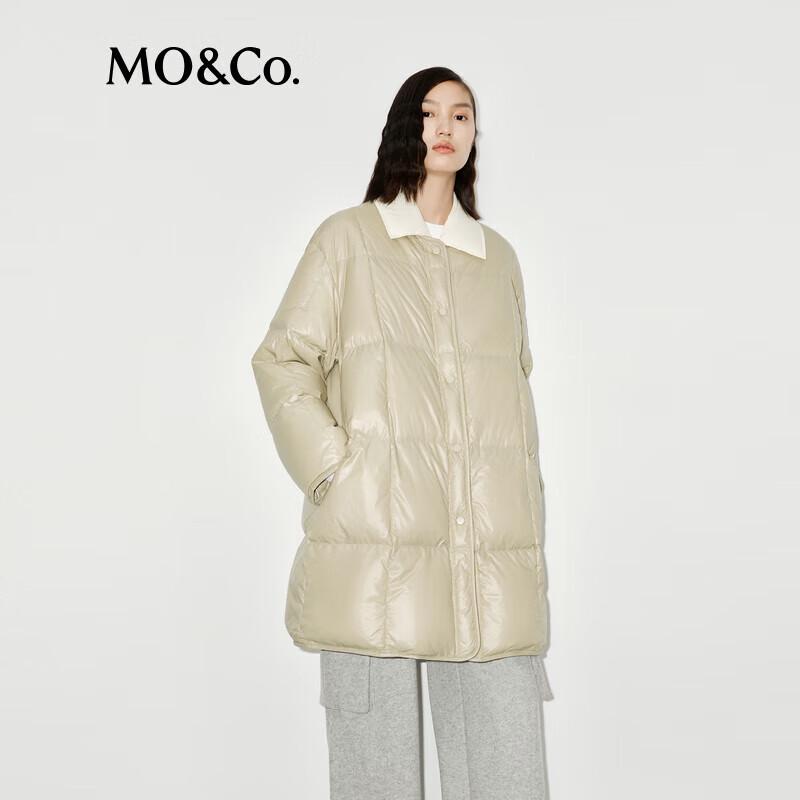 MO&Co. Women's 90% Goose Down Lapel Jacket with Warming Lining