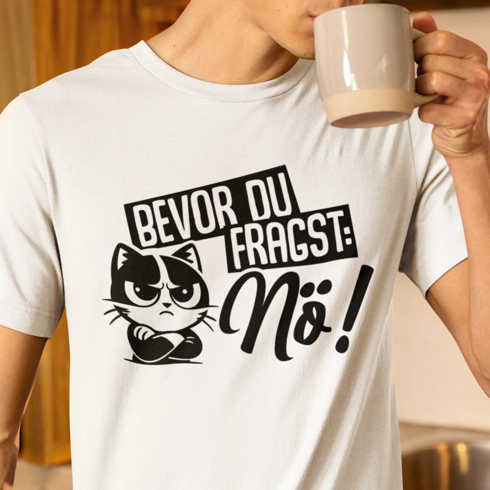 Men s and Women s T-shirts Before You Ask No Cat Cartoon Comedy Funny Saying Funny Meme Fun S