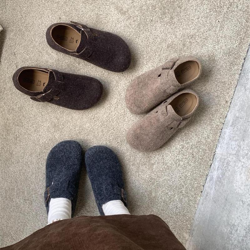 Autumn and Winter New Retro Lazy People Pedal Thick Soles To Increase Height, Ugly and Cute Single Shoes Women's Shoes