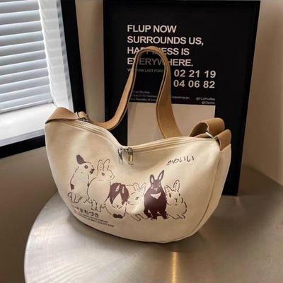 Niche Women's Canvas Dumpling Crossbody Bag - 2024 Spring/Summer, Large Capacity, Casual Student Shoulder Bag