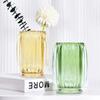 Cylinder Bucket Desktop Storage Box Transparent Glass Storage Light Luxury Striped High Beauty Pen Holder Hydroponic Vase