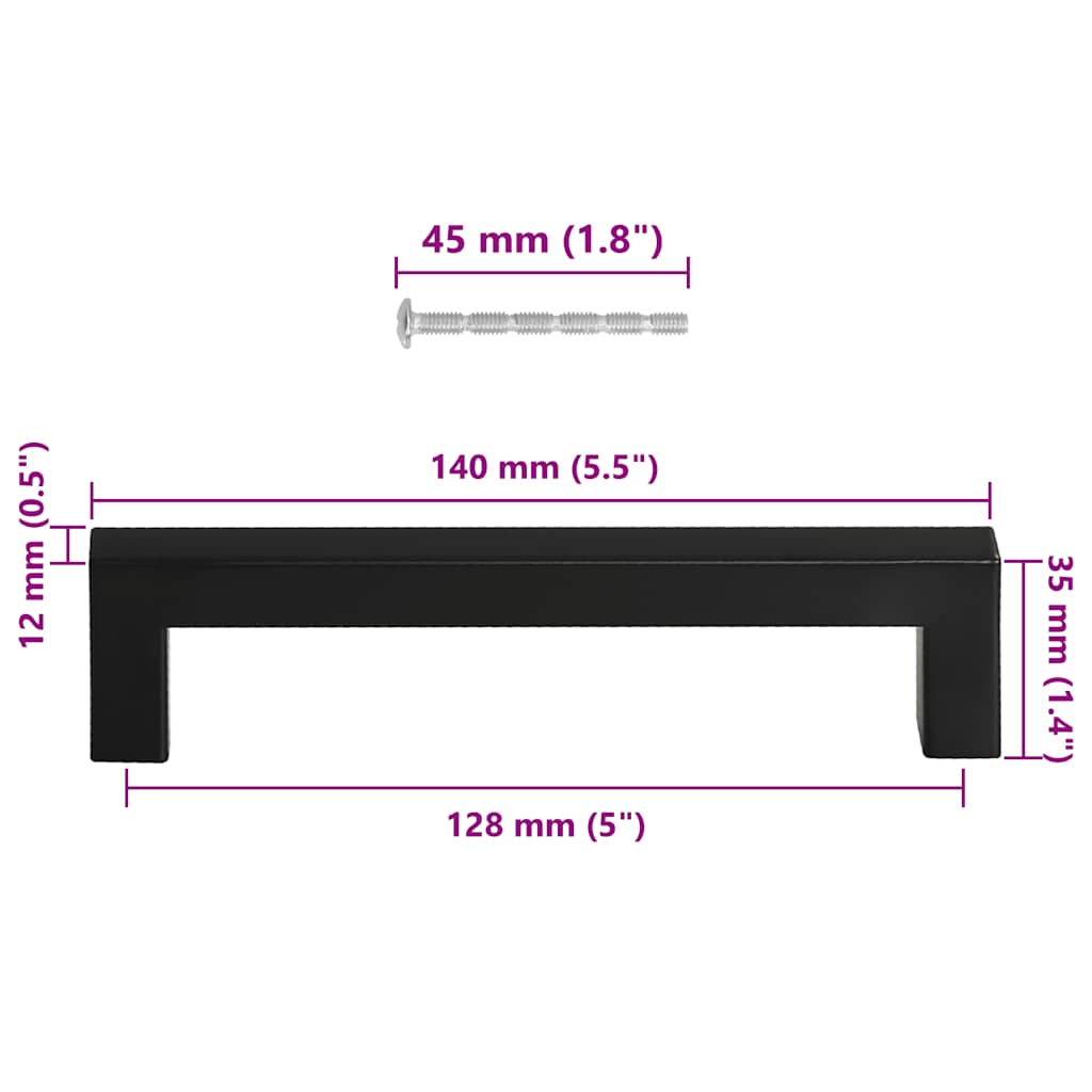 Furniture Handles 10 pcs Black 128 mm Stainless Steel