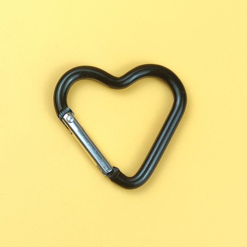 Heart-shaped Aluminum Carabiner Key Chain Clip Outdoor Camping Keyring Spring Hook Water Bottle Hanging Buckle Travel Accessory