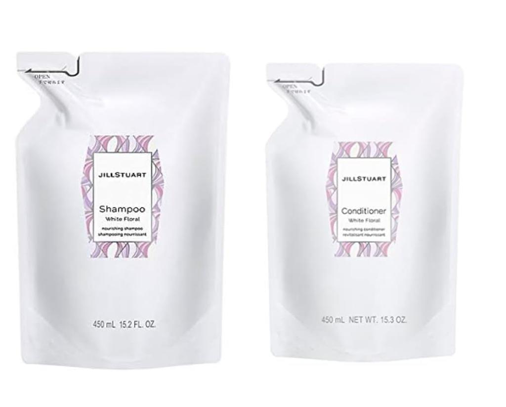 Bulk Purchase: JILL STUART Shampoo and Conditioner, White Floral, 450ml (Refill) - Set of 2