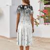 Women's Casual Fashion Round Neck Short Sleeve Print Midi Dress