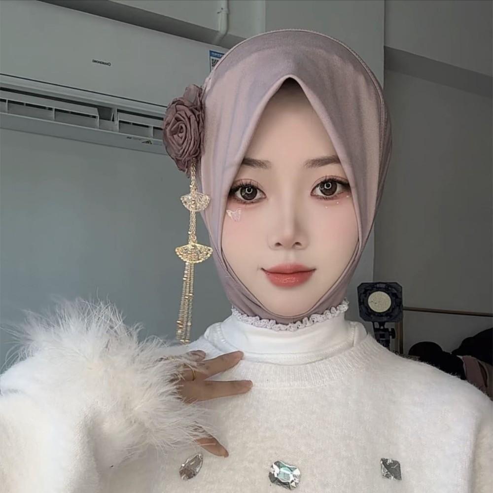 

Solid Color Rhinestone Chiffon Head Wraps Breathable Fabric Headscarf Wraps Headbands