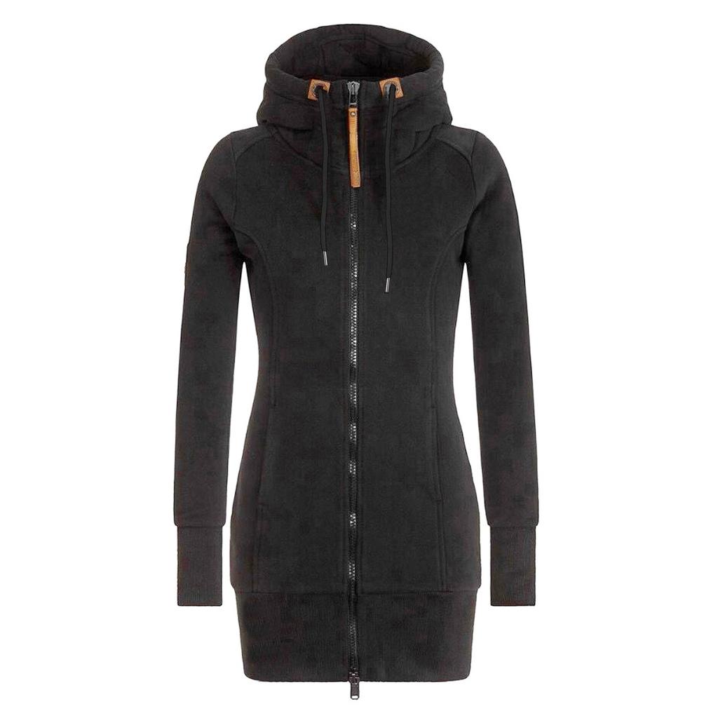 Sudaderas con Cremallera para Mujer de Color Sólido Ajustadas Streetwear Sudadera con Cordón Exterior Otoño Invierno Caliente Cortavientos Sudaderas Largas
