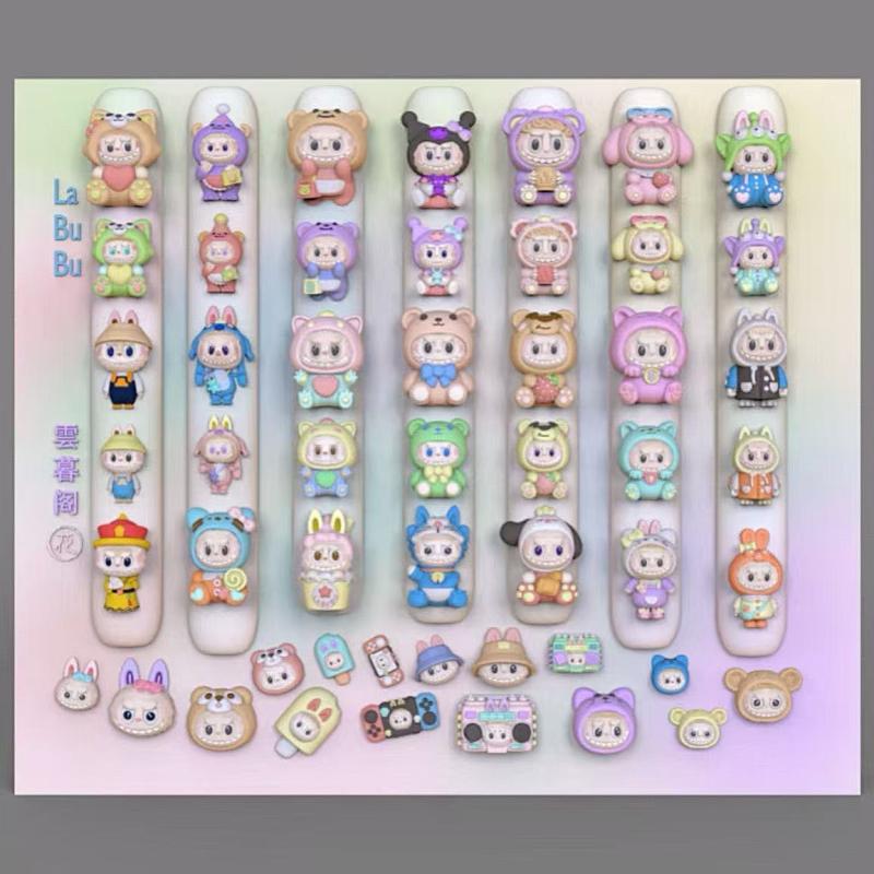 3D Silicone Relief Mold Kawaii Cartoon Labubu Nail Art Mold Diy Design Manicure Template Carving Nail Art Decoration Accessories