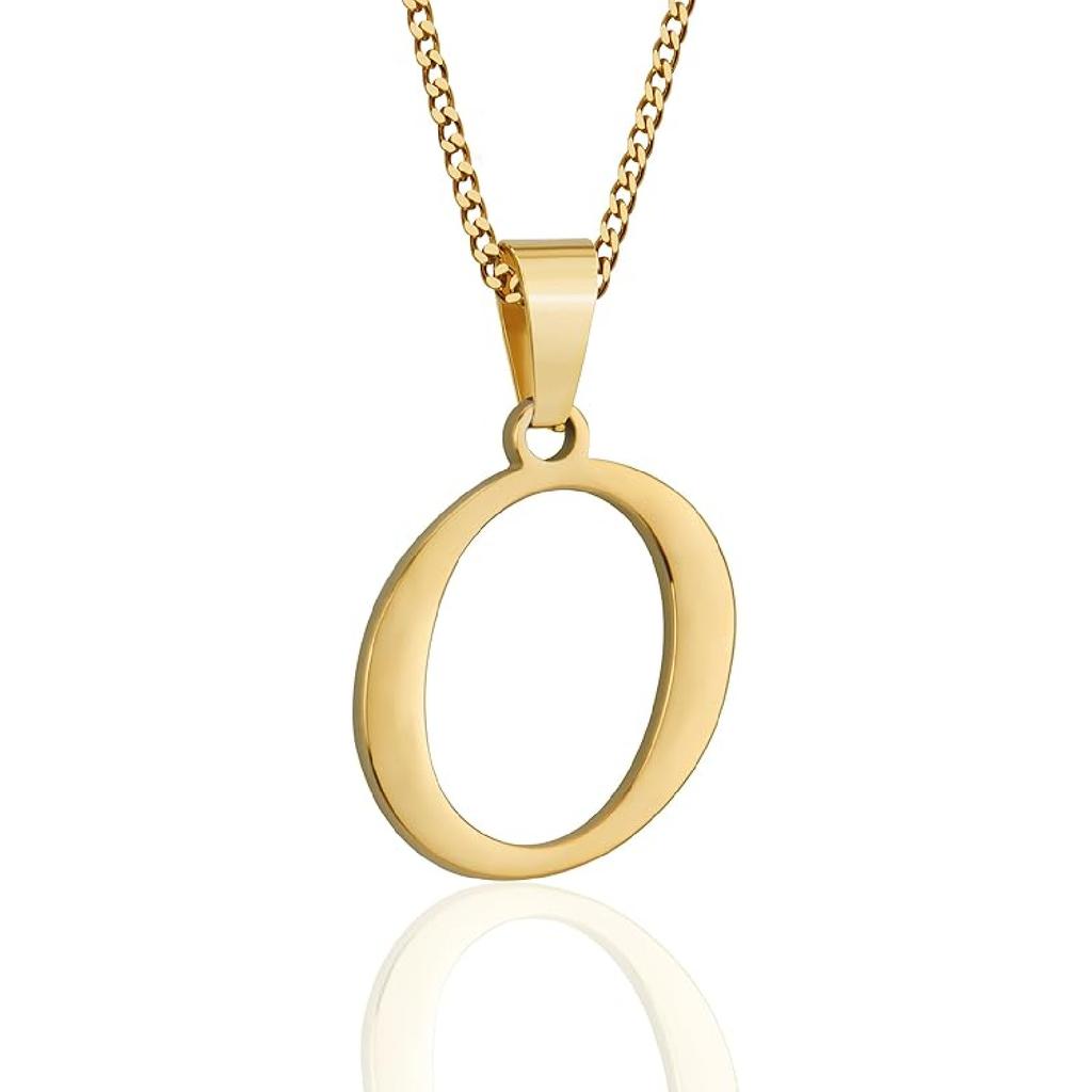 Suweibuke Initial Necklace for Men Women Boys Girls, 18K Gold Plated 26 Letters Pendant Necklace, Personalized Jewelry Gifts