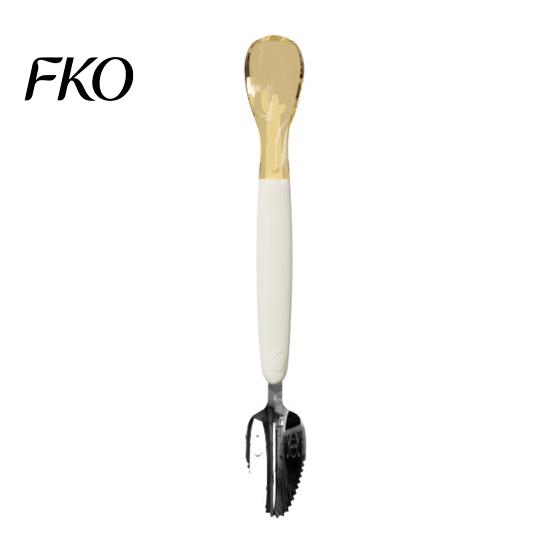 Feeding Spoon Safe Double Head Baby Spoon, Silicone with Serrated Stainless Gentle Steel Scraper, Hygienic Infant Tool, for Fruit Puree белый