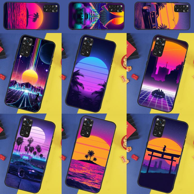 Synthwave 80's Retro Neon vaporwave Case For Xiaomi Redmi Note 14 13 12 11 10 9 Pro 9S 10S 11S 12S Redmi 10C 12C 13C 14C Cover