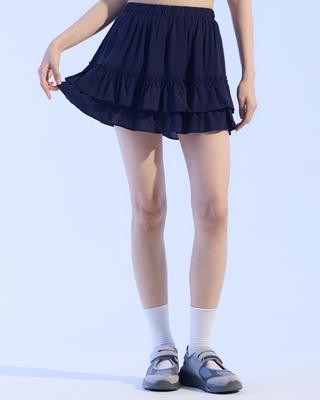 Moa Fluffy Layer Skirt (Navy)