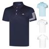 Mens Golf Polo Shirt Short Sleeve Quick Dry Breathable Sport T-Shirt White Blue Stripe