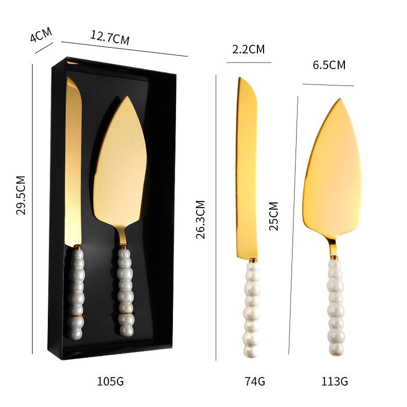 

Элегантный набор ножей для торта и пиццы из нержавеющей стали 430 с керамическими ручками под жемчуг