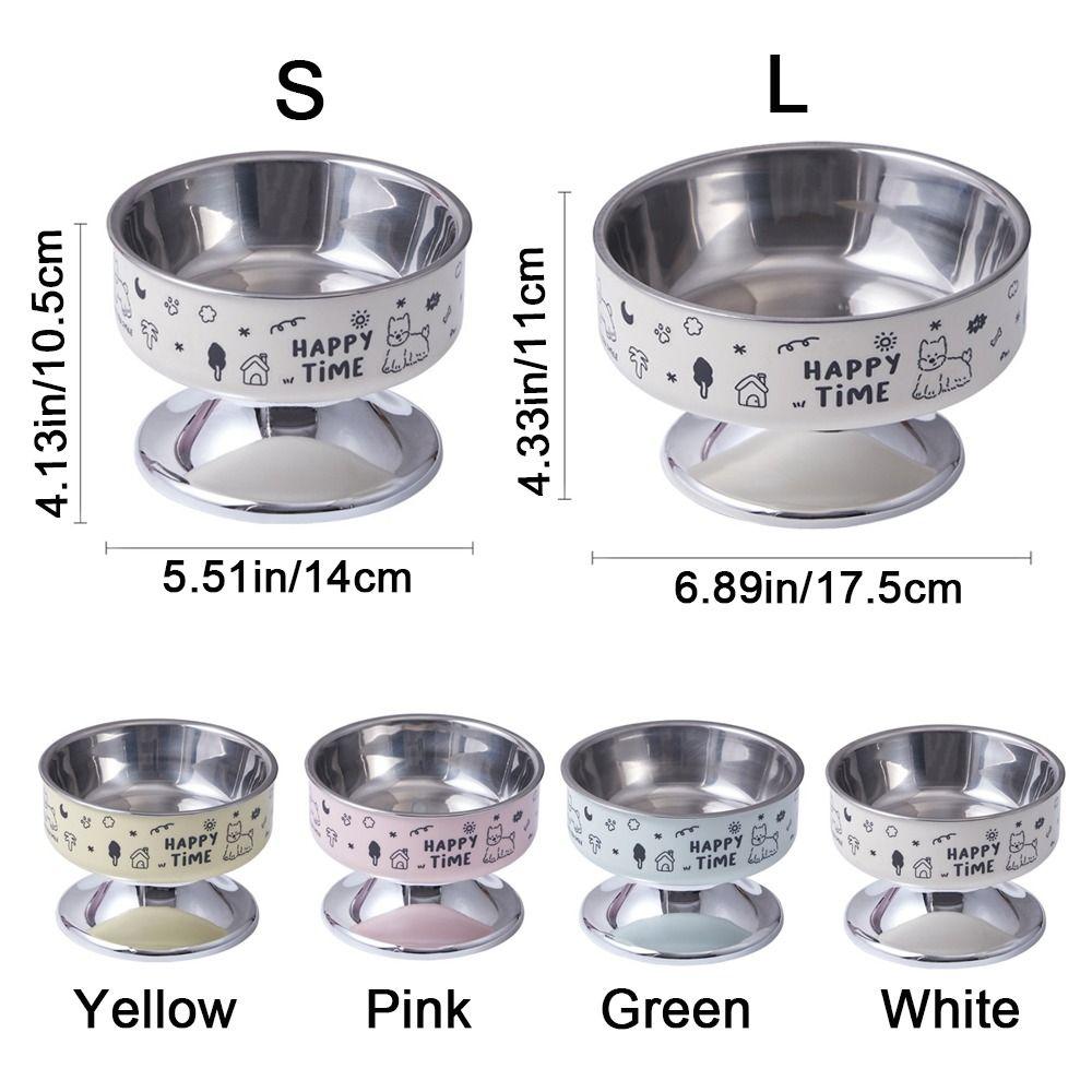 Cartoon Pet High Foot Bowl Large Capacity Neck Protection Cat Food Water Bowl Detachable Stainless Steel Pet Food Bowl