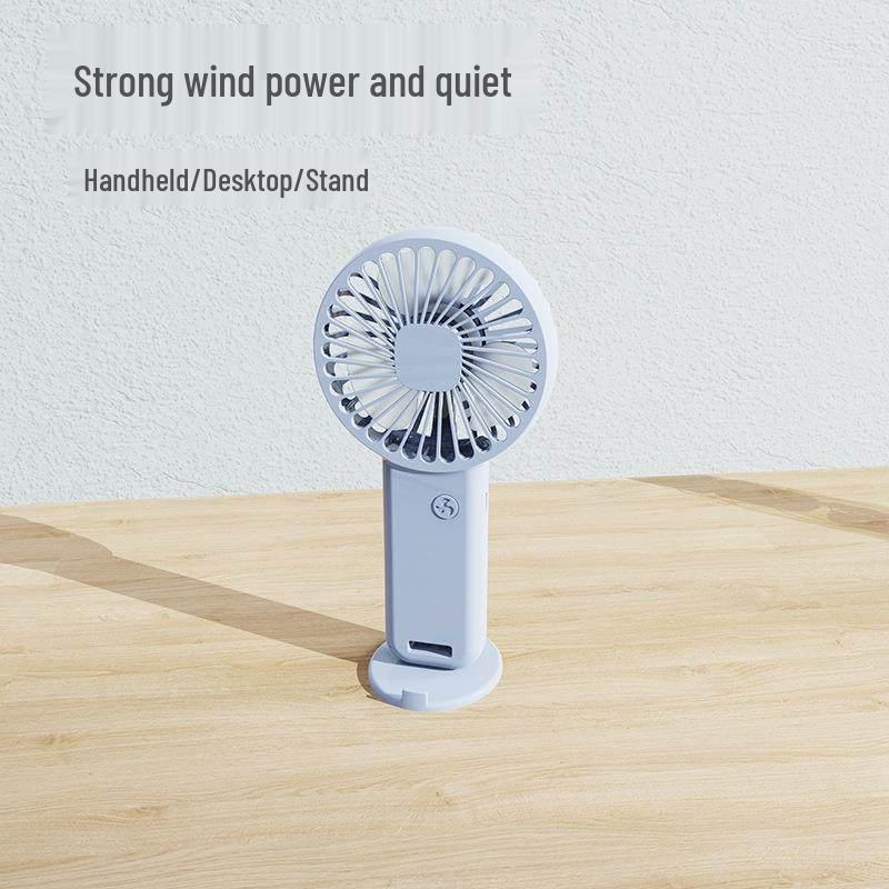 

Compact Portable Handheld Fan with Strong Wind and Phone Holder Handheld/Desktop/Bracket синий
