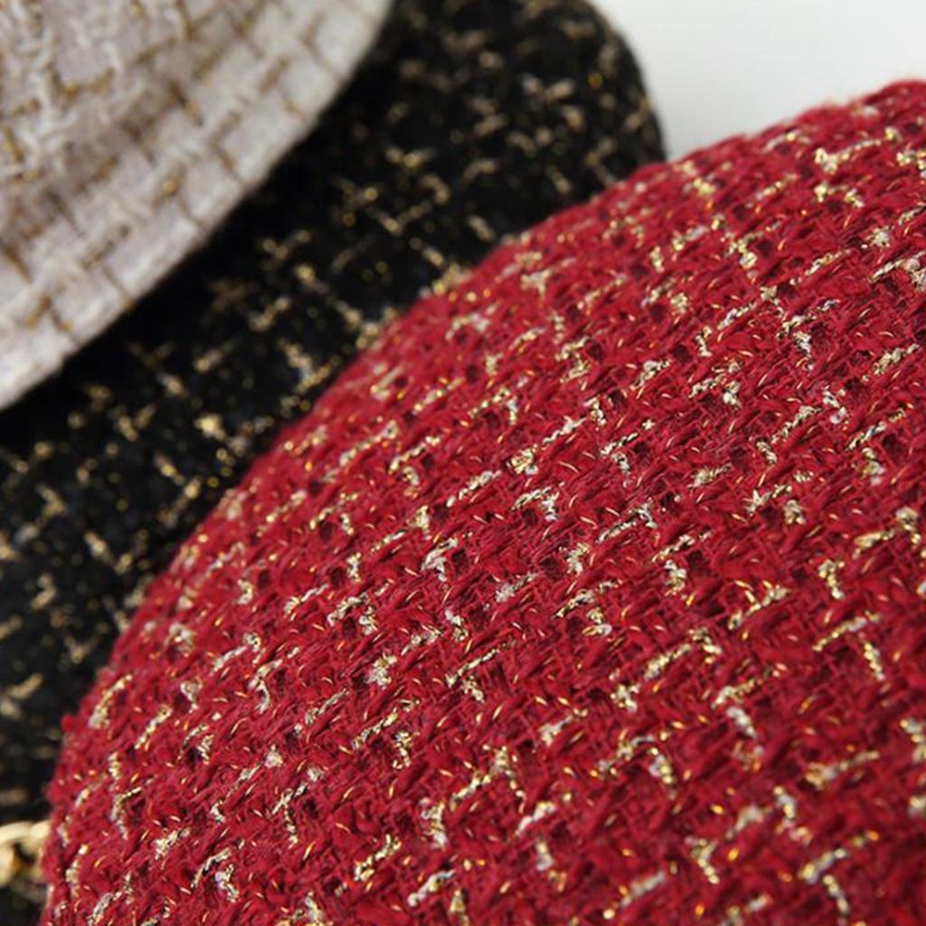 Tweed Plaid Cabbie Hat Chain Flat Cap Beret Hat Visor Peaked Hat