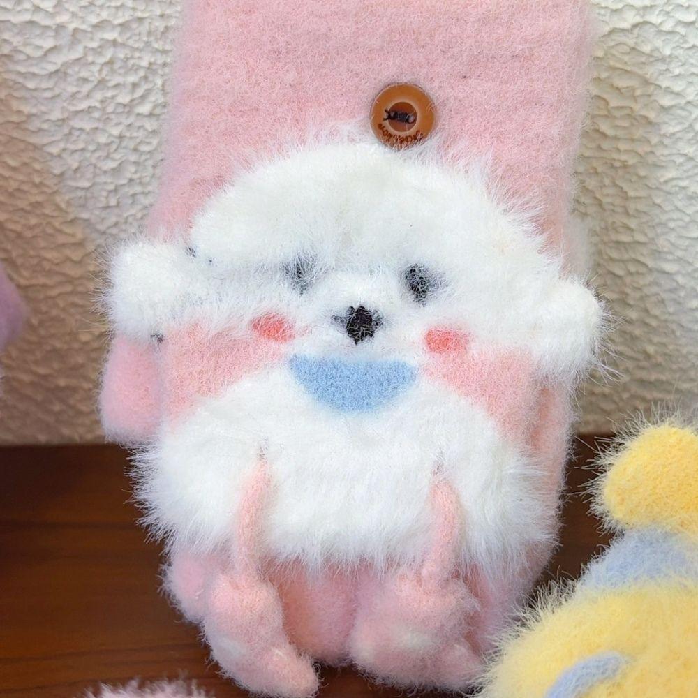 Thick Warm Cartoon Convertible Gloves Polyamide Bear Flip Top Gloves For Students