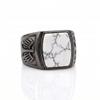 White Howlite Ring, 925 Sterling Silver Ring, Natural Howlite Men's Ring, Vintage Look Signet Ring, Mens Ring, Gift For Him
