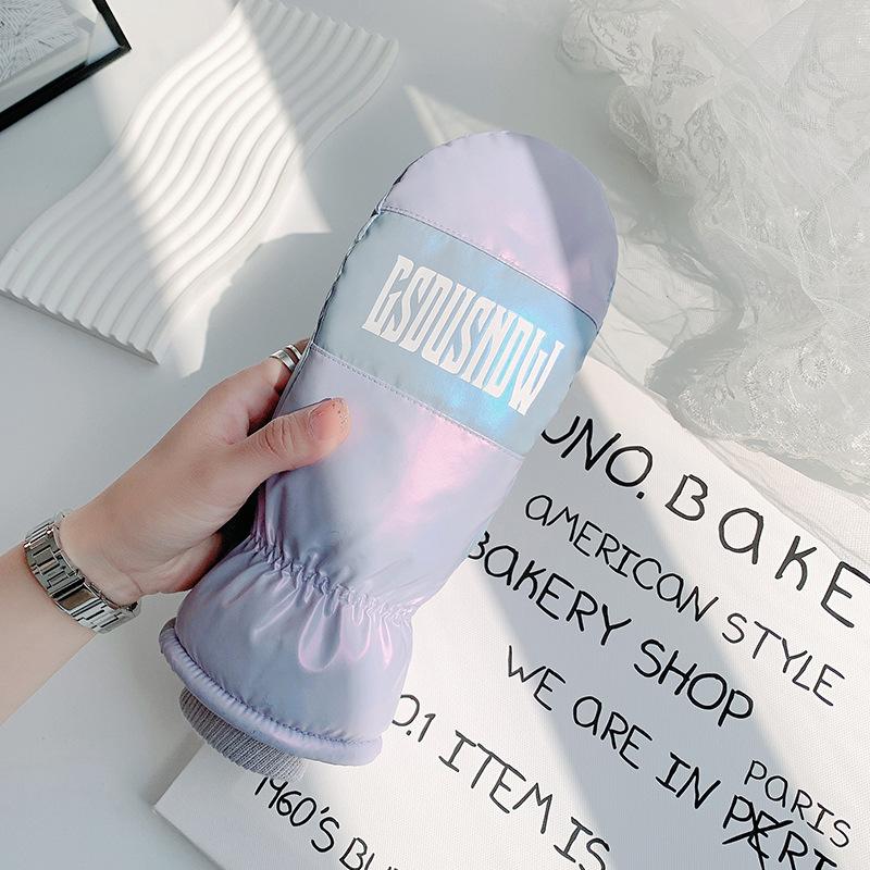 

Women s Winter Ski Gloves Outdoor Sports Gloves Light Color Fashionable Waterproof Cold Warm Gloves average size