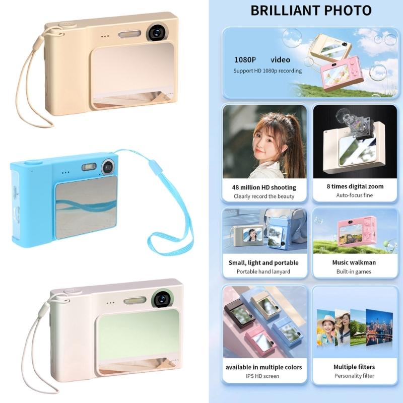 Portable Digital Camera 1080P 48MP Retro CCD Card Machine Memory Card Transmission Supported for Students Kids