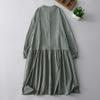 2025 spring new plaid dress retro casual loose and thin stand-up collar long-sleeved medium and long dress