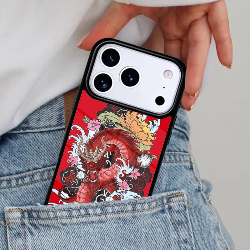 Japanese Dragon Style Phone Case for iPhone 16e 15 14 13 12 17 Pro Max Plus Air 17pro Cover Coque