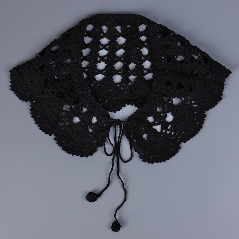 

Японская женская шаль с поддельным воротником, связанная вручную, тонкая линия чёрный