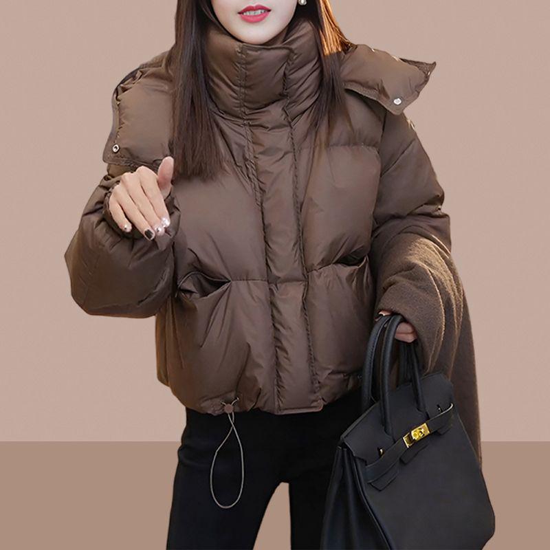 

2025 Autumn/Winter Women s Hooded Cotton Jacket: Petite, Loose, Thickened, Warm Outerwear Trend Extra Large