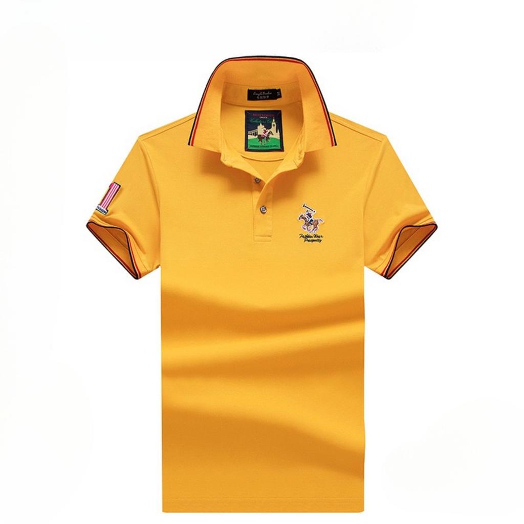 TrendHub Polo Shirt Cotton Mens Short Sleeve Solid Color Embroidery Business Casual Polo Shirt