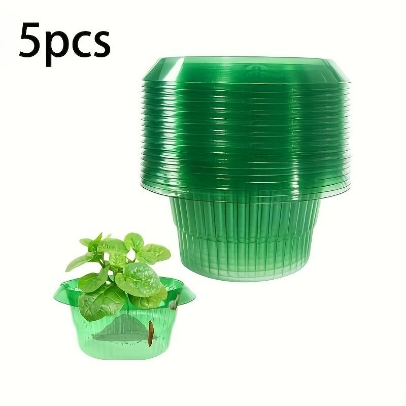 5/10pcs Green Transparent Round Snail and Slug Protection Covers - Reusable Plastic Slug and Snail Plant Protectors