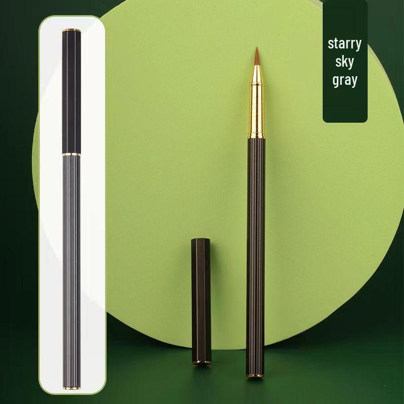 Morandi-Stil Tragbarer Füllfederhalter für Kalligraphie, Weicher Pinsel, Nachfüllbare Tinte, Feine Spitze, Perfekt für Kleine Regelschrift und Sutra-Abschrift.