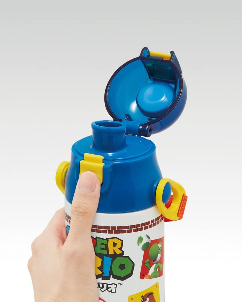 Skater Edelstahl-Wasserflasche, 580 ml, zum direkten Trinken, 570 ml, Super Mario 23, leichte Wasserflasche für Jungen, Sportflasche, süße Kinder