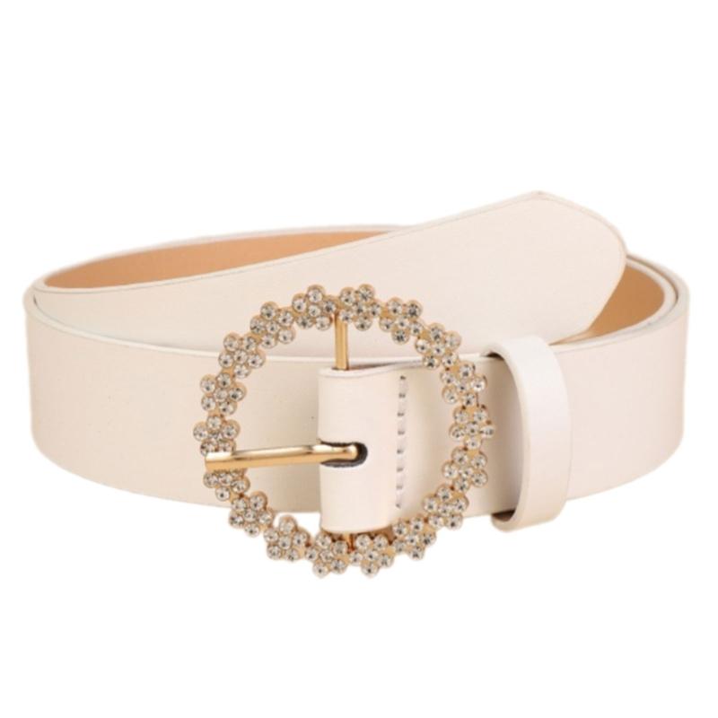 

Stylish Rhinestones Embellished Waist Belt Soft PU Leather Waist Girdle Adjustable Strap For Dresses And Outfits белый