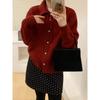 Early spring atmosphere sweet lace-up single-breasted loose knitted coat women's long-sleeved simple solid-color coat