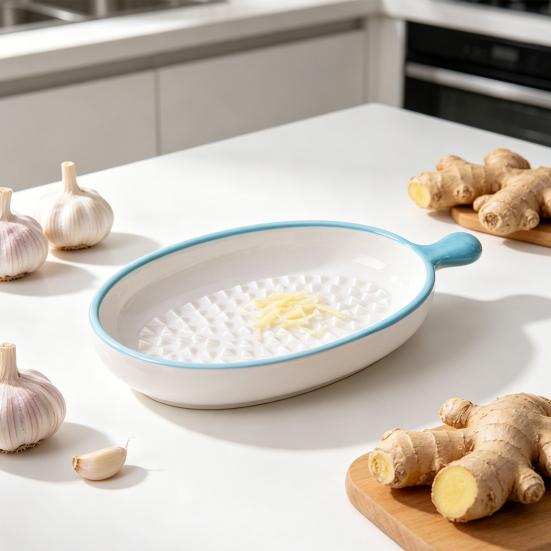Ceramiczna Płytka do Tarcia Czosnku do Przygotowywania Jedzenia, Wielofunkcyjne Naczynie do Mielenia Imbiru, Antypoślizgowa Miska do Ugniatania Seru Gałki Muszkatołowej