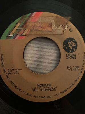 7inch Record SUE THOMPSON - Norman / Never Love Again HG1004 HICKORY US Rock Used