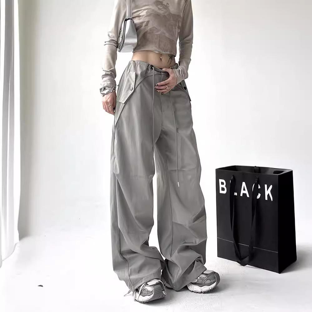 Spring & Autumn Women's Wide-Leg Pants: Elegant, Loose, Floor-Length Sports Trousers in American Style.