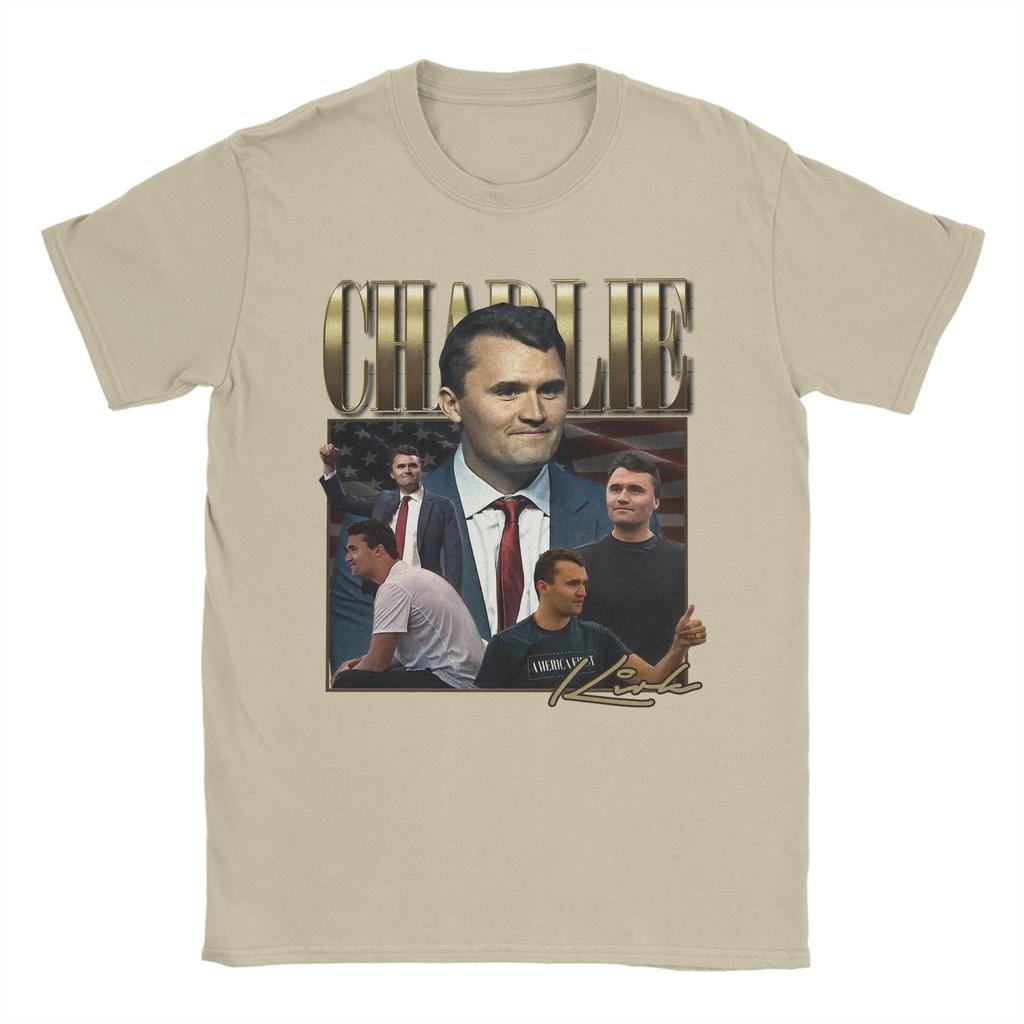 Men's Charlie Kirk T Shirts 100% Cotton Tops Fashion Short Sleeve Crewneck Tee Shirt Gift Idea T-Shirt