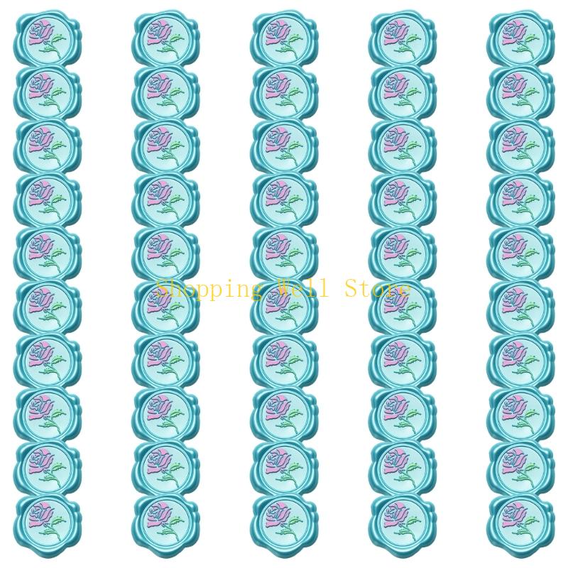 KX4B Pack of 50 Heart Wax Seal Sticker Waterproof Decoration Use