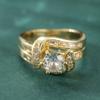 Exquisite Inlaid White CZ Women's Ring Sparkling Gold Color Hand Carving Daily Wear Party Jewelry Anniversary Gift
