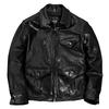 Genuine Sheepskin Leather Jacket Men Slim Fit Vintage Biker Coat Retro Collar