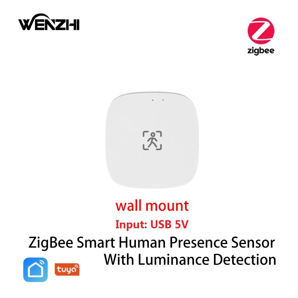 ZigBee Wifi MmWave Menschliche Anwesenheit Bewegungssensor Mit Helligkeits-/Entfernungsdetektion 5/110/220V Tuya Smart Life Hausautomation