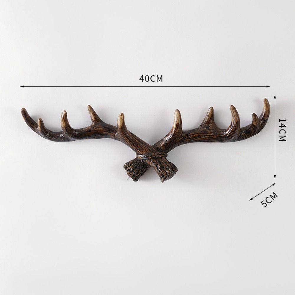 Wall Mounted Deer Horn Decorative Hook Resin Wall Keys Holder Craft Antler Statue  Clothes