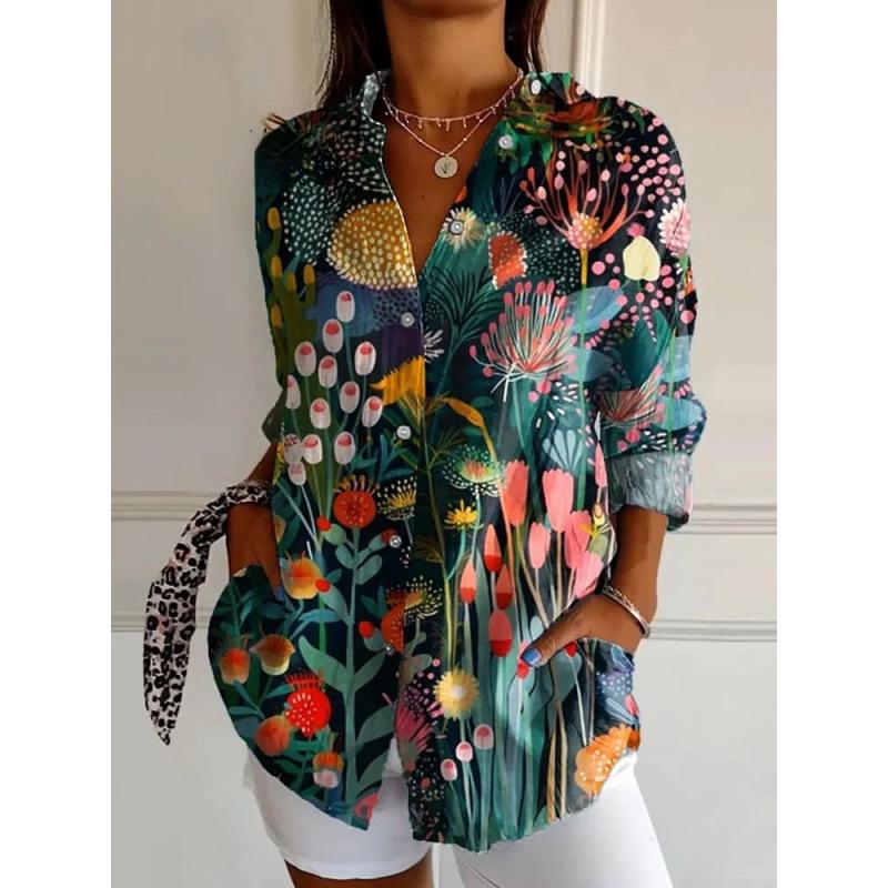 3D Abstract Pattern Women's Long Shirt with Drop Shoulder Sleeves
