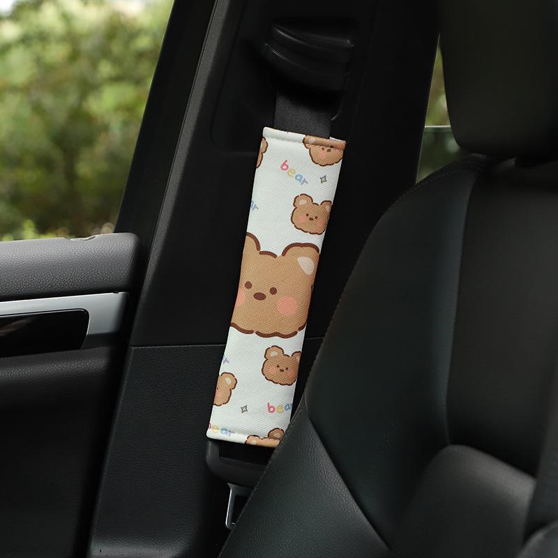 Cartoon Bunny Ice Silk Car Seat Belt Shoulder Pad Cover Anti Chafe Car Accessory