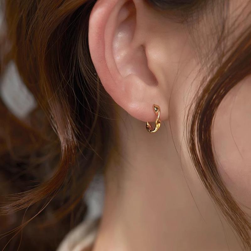 

S925 Sterling Silver Hoop Earrings, Women s High-End Niche Stud Earrings, Trendy Plain Hoops 925 Silver