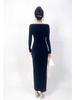 Velvet Warm Solid Color Elegant Slimming Socialite Dress