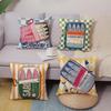 Sardines Can Decorative Throw Pillow Covers 18 x 18 Set of 4, Beach Coastal Fish Fisherman Aesthetic Porch Outdoor Home Decor, Retro Nautical Plaid