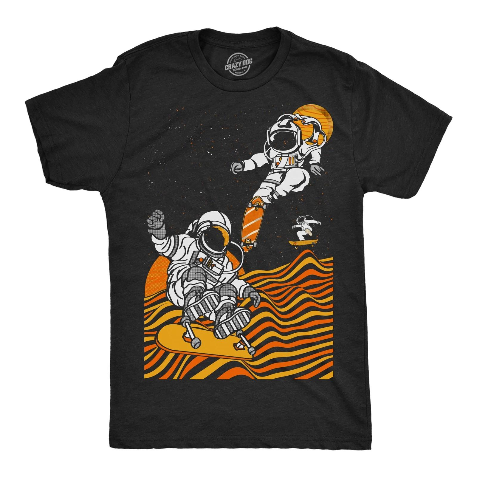 Mens Funny T Shirts Astro Skate Park Space Graphic Tee for Men M